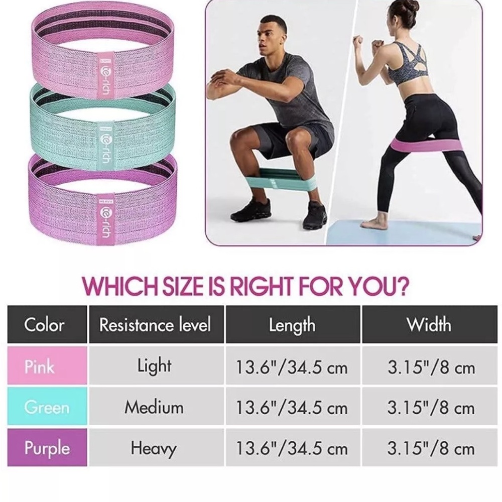 Te-Rich Resistance Long Bands Core Exercise, Fabric Pull Up Assist, 3 Bands.